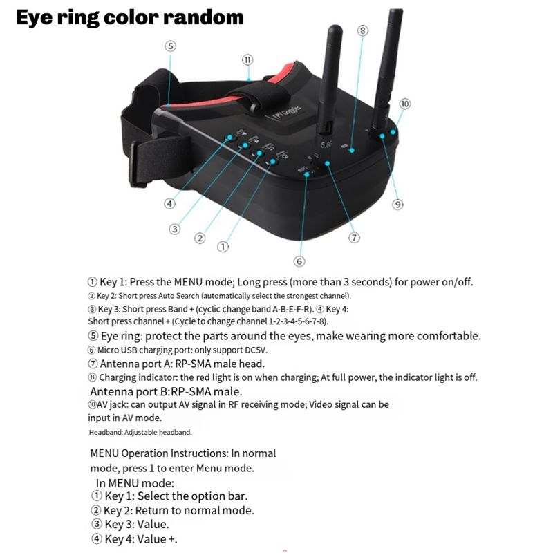 B92B VR009 Óculos FPV 5.8G 40C - Fpv Drone Goggles avaliação e preço